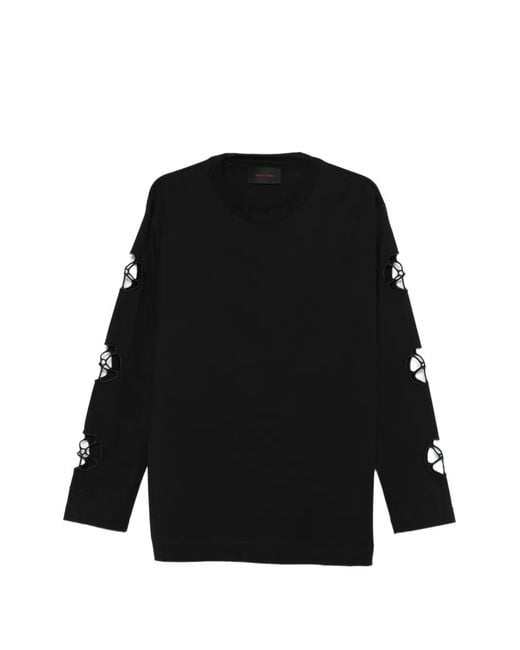 Simone Rocha Black Cut-Out Long-Sleeve T-Shirt for men