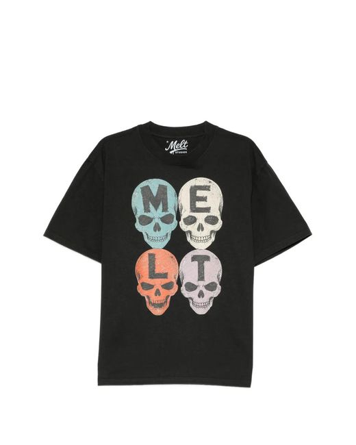 Melt Black Skull-Print T-Shirt for men