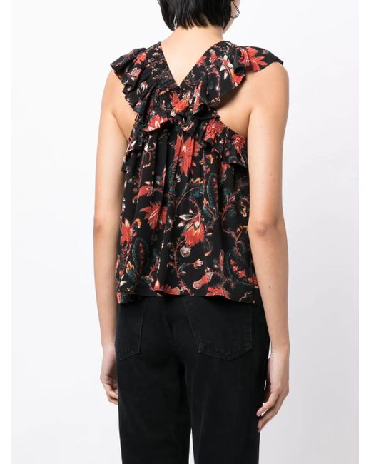 Ulla Johnson Black Tulip Floral-Print Blouse