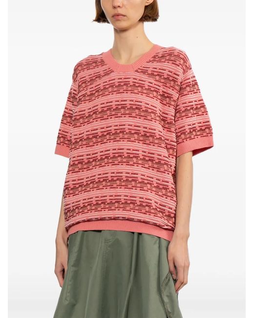 Adererror Red Patterned Short-Sleeves Top