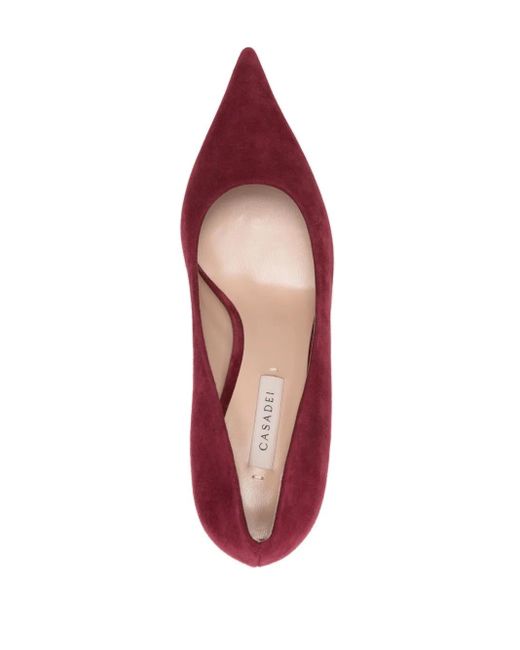 Casadei Red 85Mm Suede Pumps