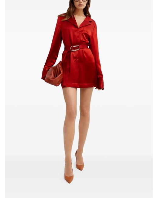 Acler Red Esmond Buttoned Belted Mini Dress