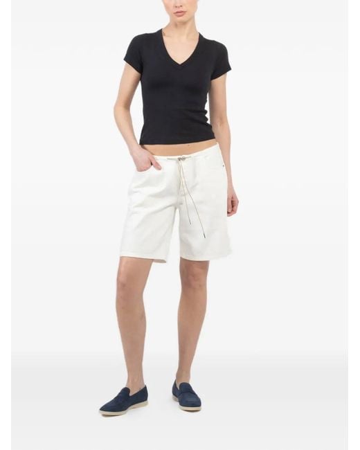 Still Here White Drawstring Shorts