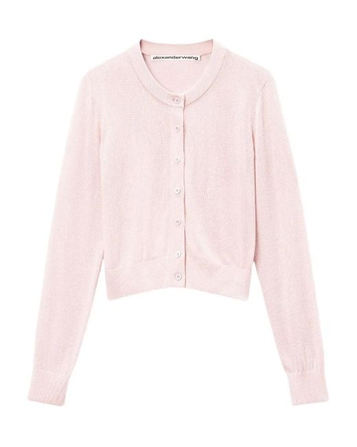 Alexander Wang Pink Crystal Cropped Cardigan