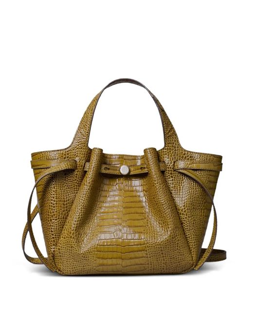 Tory Burch Metallic Small Romy Croc-Embossed Tote Bag