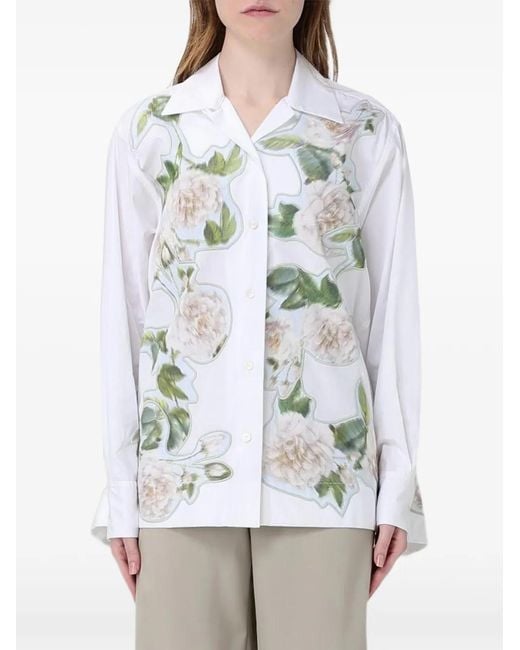 Antonio Marras Gray Floral-Print Cotton Shirt