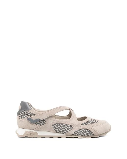 Ash White Touch-Strap Ballet Flats