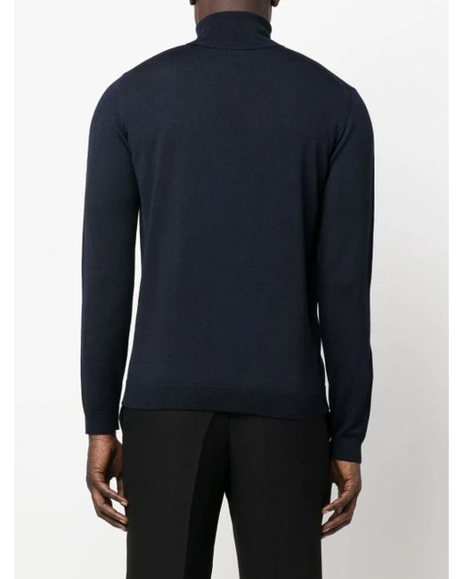 Roberto Collina Blue Wool Roll-Neck Jumper for men