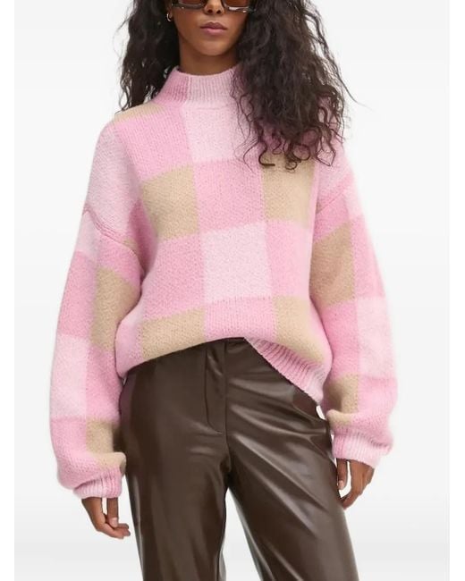 Maglione A Quadretti di Stine Goya in Pink