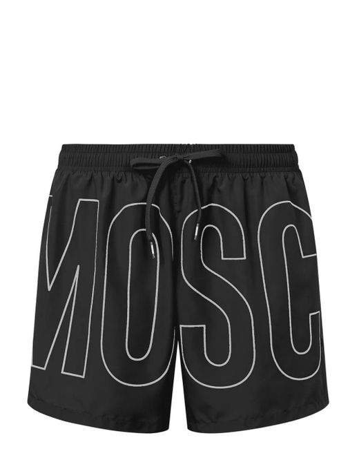 メンズ Moschino ロゴ トランクス水着 Black