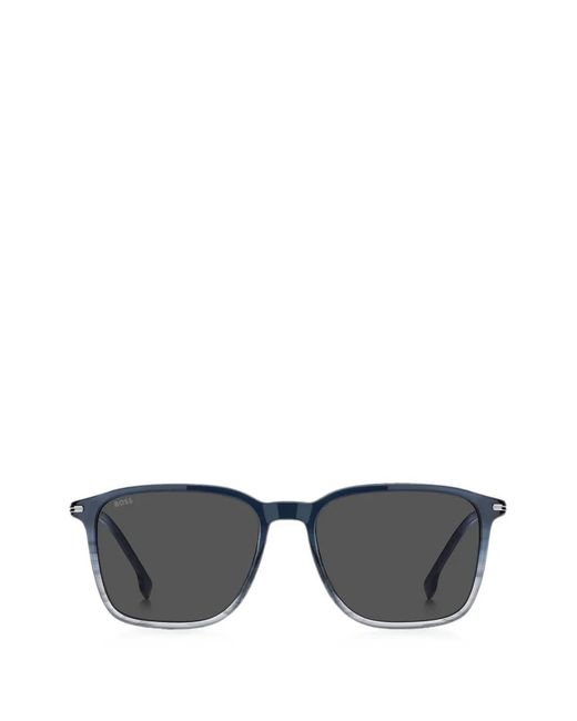 Boss Gray Rectangular-Frame Sunglasses for men