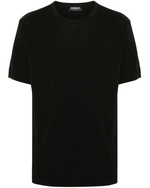 Dondup Black Logo-embroidered Fine-knit T-shirt for men