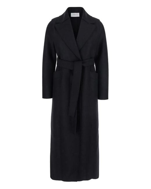 Harris Wharf London Black Belted Lapels Coat