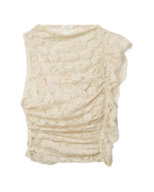 A.L.C. Natural Ruffled Lace Top
