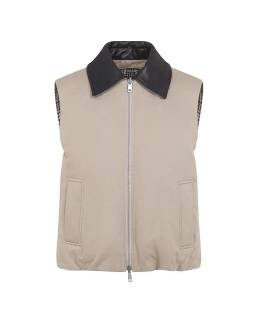 Brunello Cucinelli Gray Veste Réversible À Carreaux