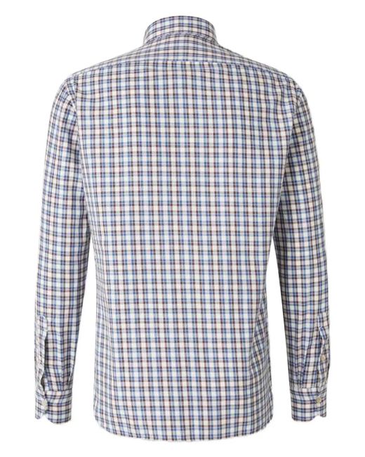 Luigi Borrelli Napoli Blue Checked Long-Sleeved Shirt for men