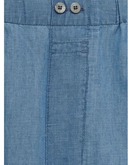 Acne Blue Linen Blend Shorts for men