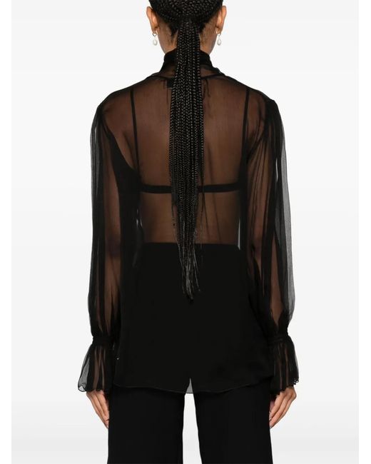Nissa Black Silk Blouse