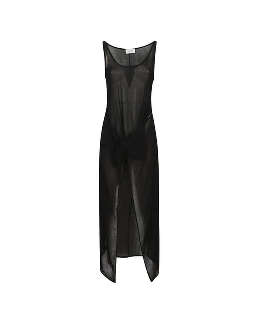 Anemos Black Knot-Detail Semi-Sheer Dress