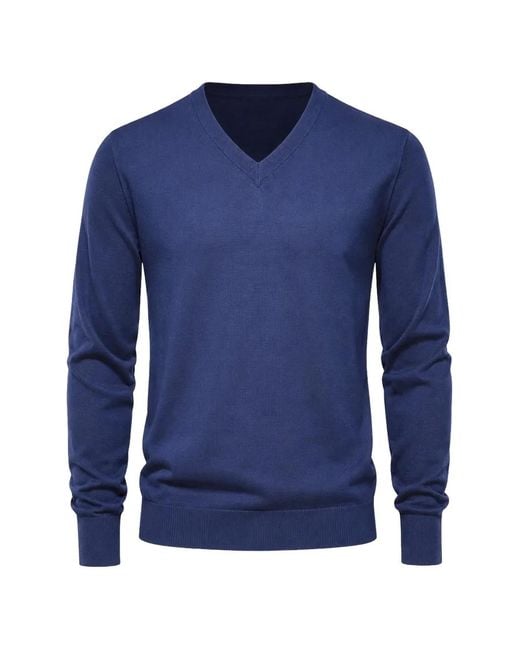 Dolce & Gabbana Blue V-Neck Sweater for men