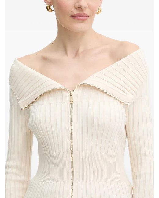 Guess White Off-Shoulder Zip Knitwear