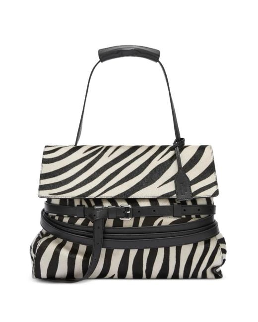 Moschino Black Zebra-Print Belted Tote Bag
