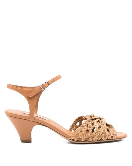 Casadei Pink Woven Leather Ankle-Strap Sandals