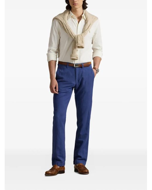 Polo Ralph Lauren Blue Flat-Front Trousers for men