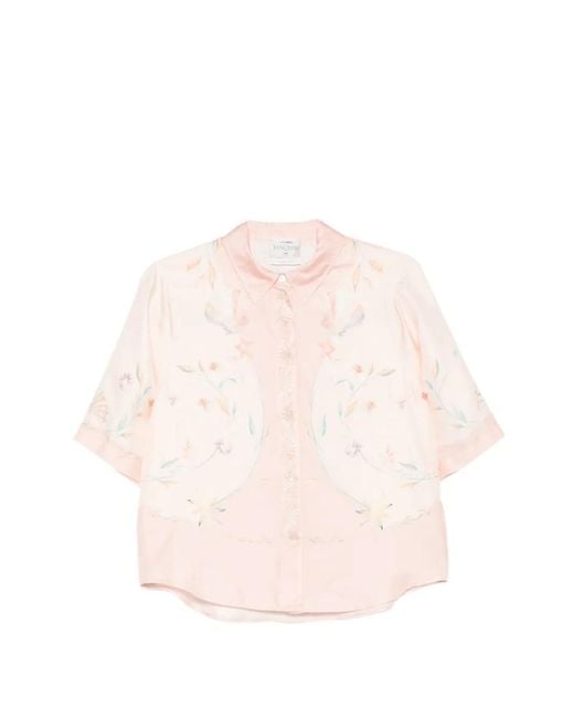Forte_forte Pink Floral-Print Silk Shirt