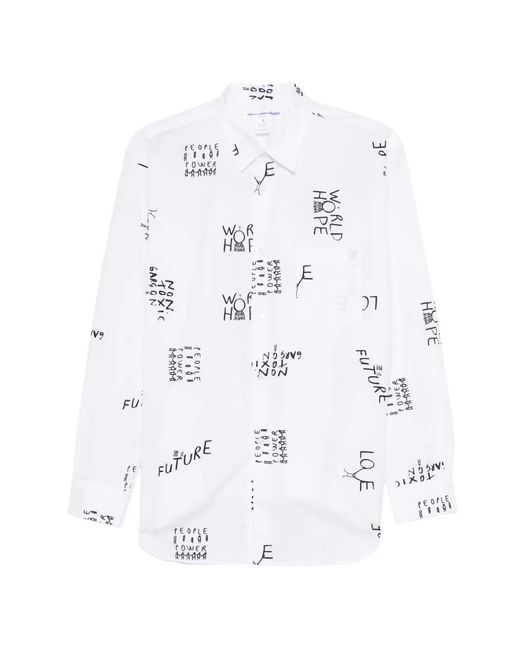 Comme des Garçons White Chemise Imprimée En Coton