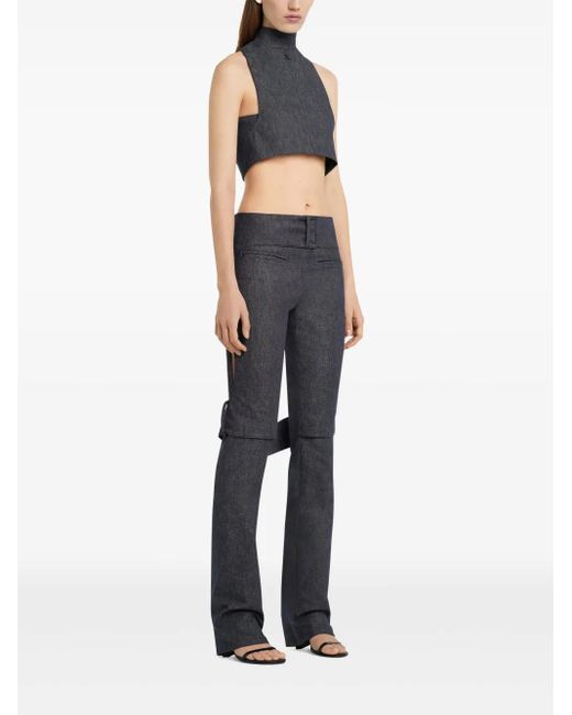 Courreges Black Mock-Neck Denim Top