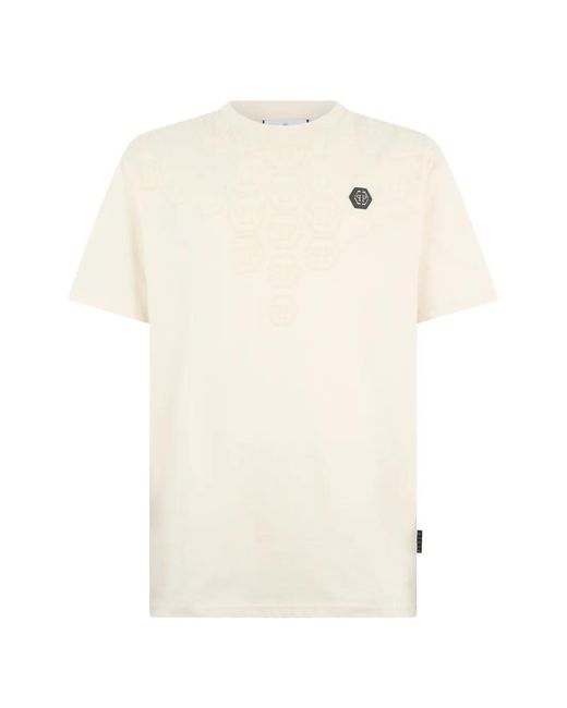 Philipp Plein White Round-Neck Monogram T-Shirt for men