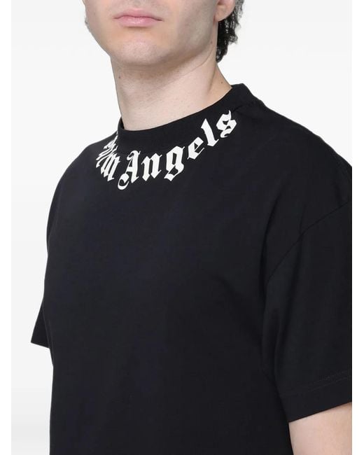 Palm Angels Black Logo-Print T-Shirt for men