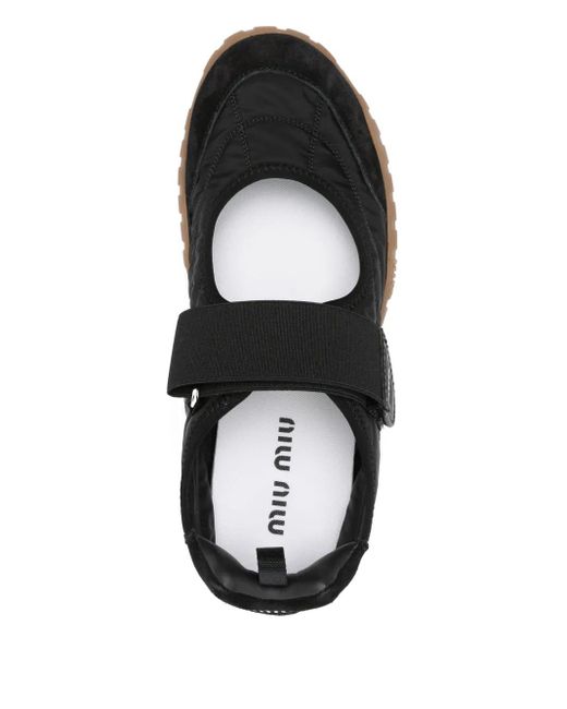 Miu Miu Black Strap-Fastening Ballet Flats