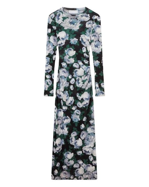Stella McCartney Black Long-Sleeve Floral Midi Dress
