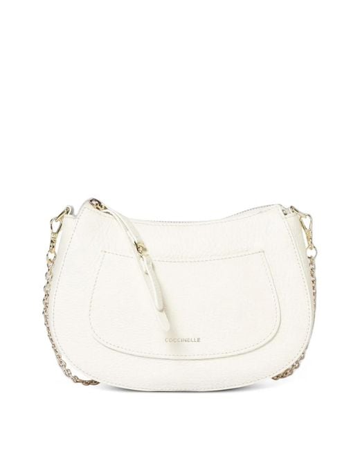 Coccinelle White Petit Sac Porté Épaule C-Easy En Cuir Grainé