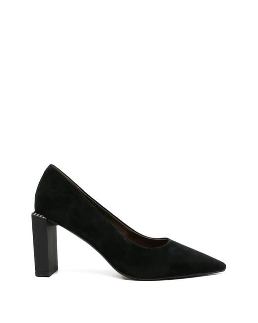 SERGIO MORETTI FIRENZE Black Pointed-Toe Block-Heel Pumps