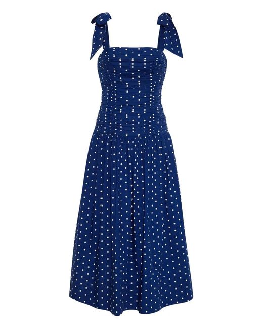 Cara Cara Blue Rahi Polka-Dot Midi Dress