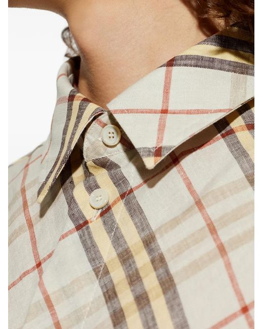 Burberry White Check Short-Sleeve Shirt for men