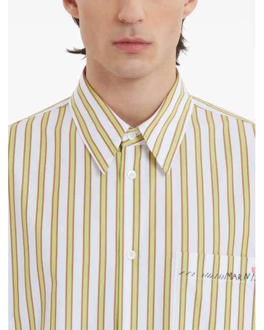 Marni Natural Striped Cotton Shirt for men