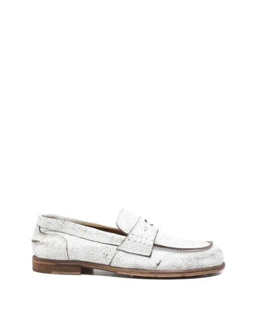 F.LLI RENNELLA White Crackle-Effect Leather Loafers for men