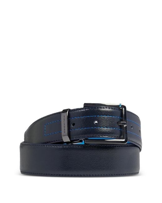 Piquadro Blue Contrast-Stitch Belt for men