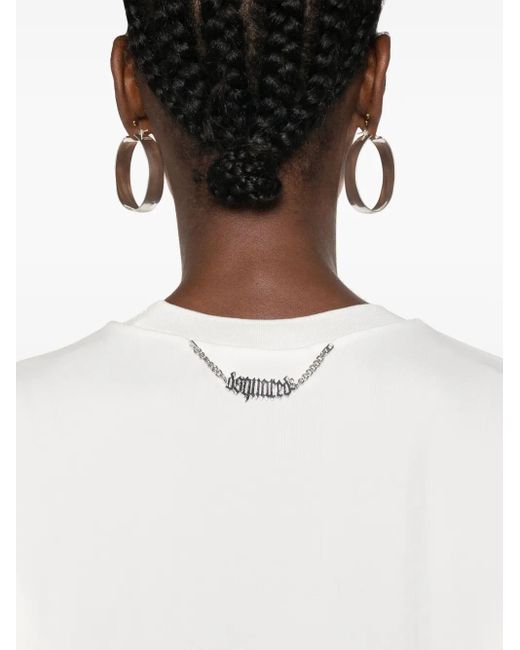 DSquared² White Logo-Plaque T-Shirt