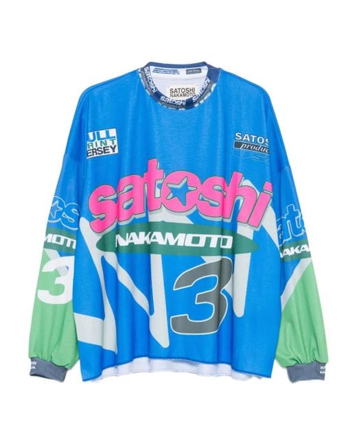 Satoshi Nakamoto Blue Graphic-Print T-Shirt for men