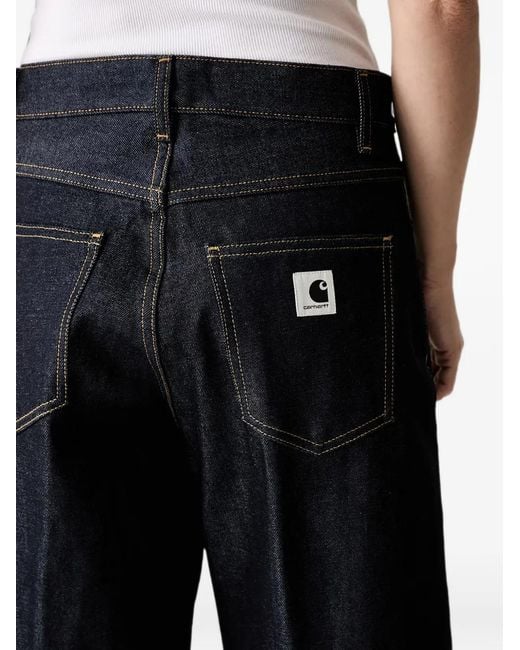 Carhartt Black Logo-Patch Denim Shorts