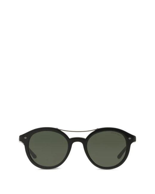 Giorgio Armani Black Round-Frame Sunglasses for men