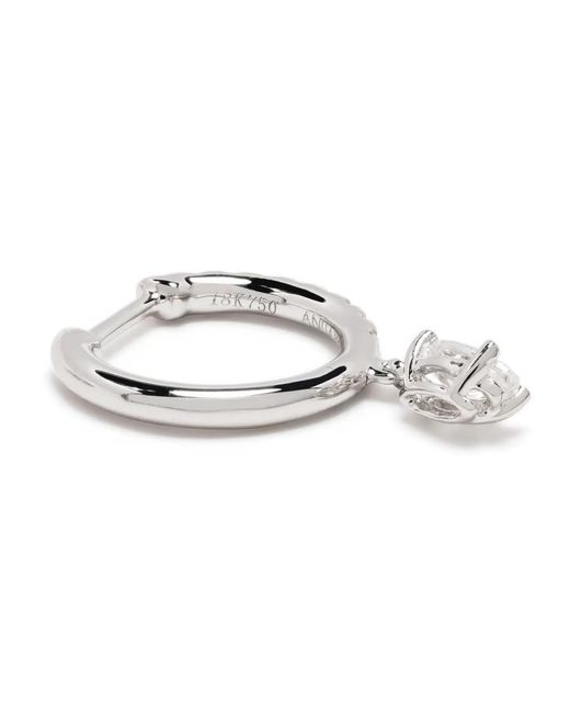 Anita Ko White 18Kt Diamond Drop Single Hoop Earring