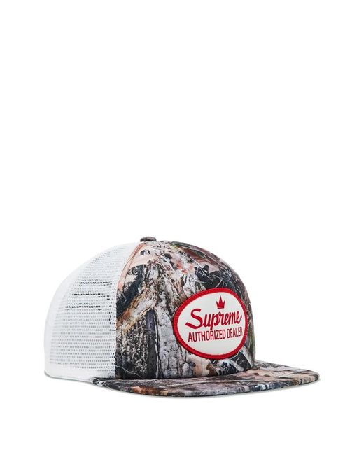 Supreme White Abstract-Pattern Trucker Cap for men