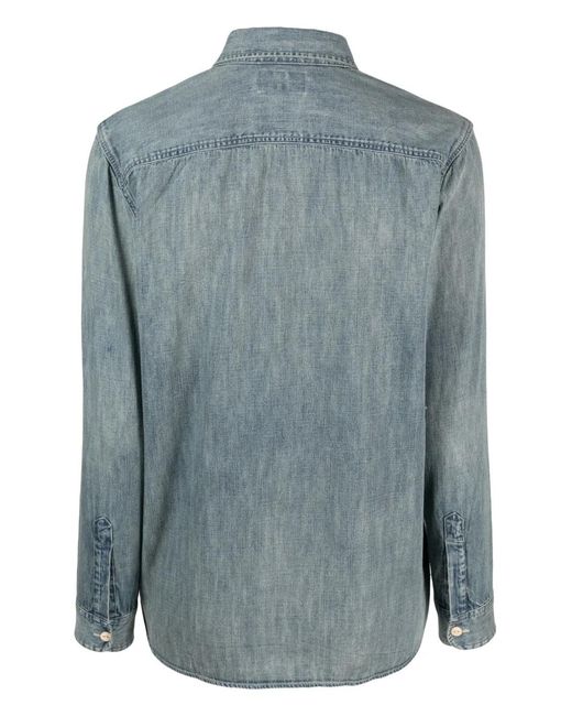 RRL Blue Denim Cotton Shirt