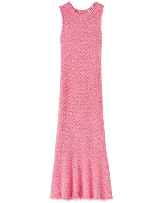 Jil Sander Pink Embroidered Sleeveless Maxi Dress